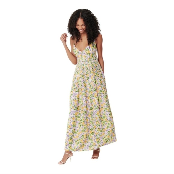 NWT NICHOLAS Susan Maxi Dress in Whistledown Floral Yellow Multi Size US 8 - Picture 7 of 15